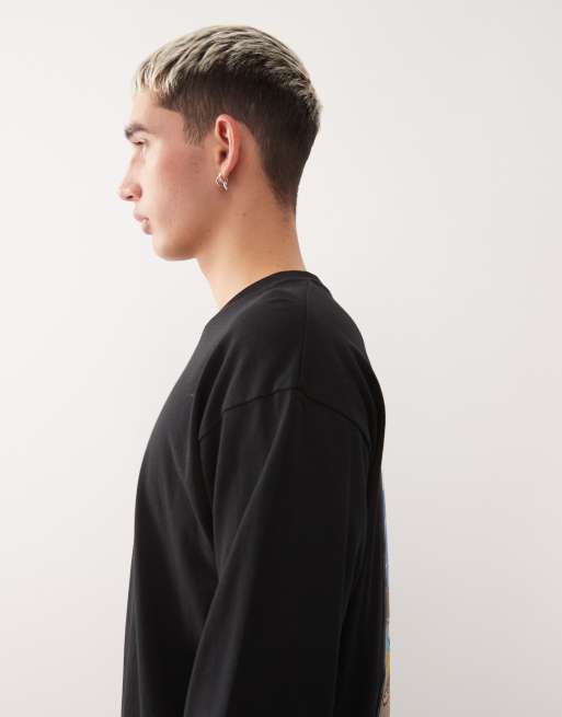 Aape by A Bathing Ape boxy long sleeve t-shirt in black with mountain back print, 4 of 5