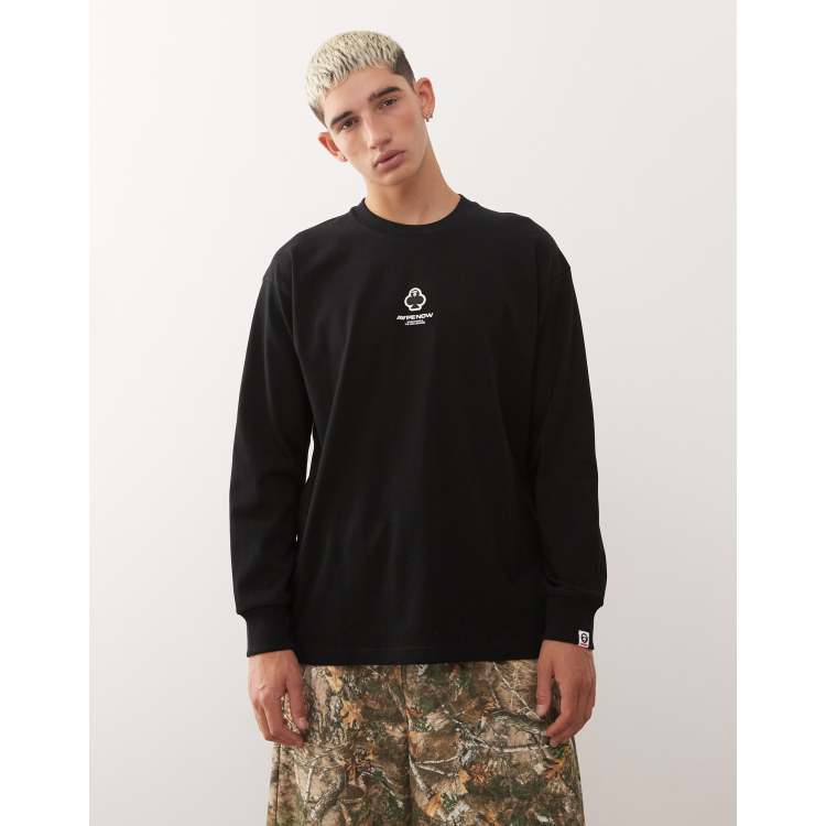 A BATHING APE ロンT 黒 A Bathing Ape Men By Bathing Ape Long Sleeve Tee black