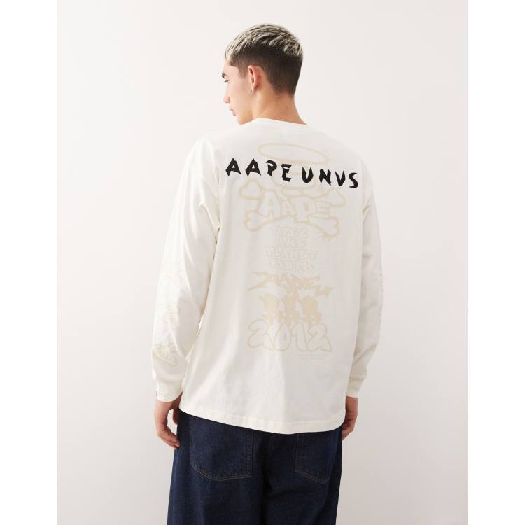 Aape by A Bathing Ape boxy long sleeve t-shirt in off white with