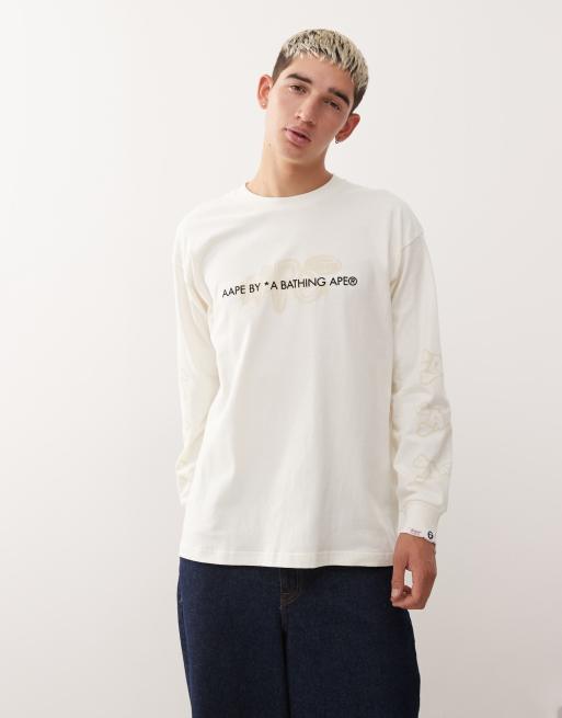Aape by A Bathing Ape boxy long sleeve t-shirt in off white with