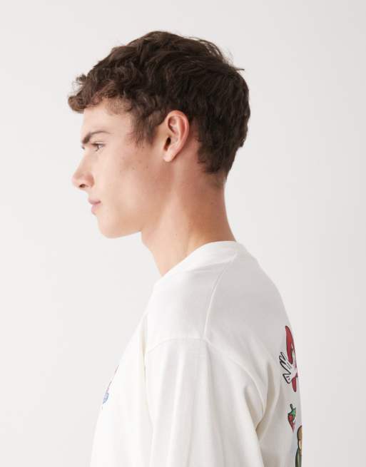 Aape by A Bathing Ape boxy long sleeve t-shirt in off white with walking back print, 4 of 5