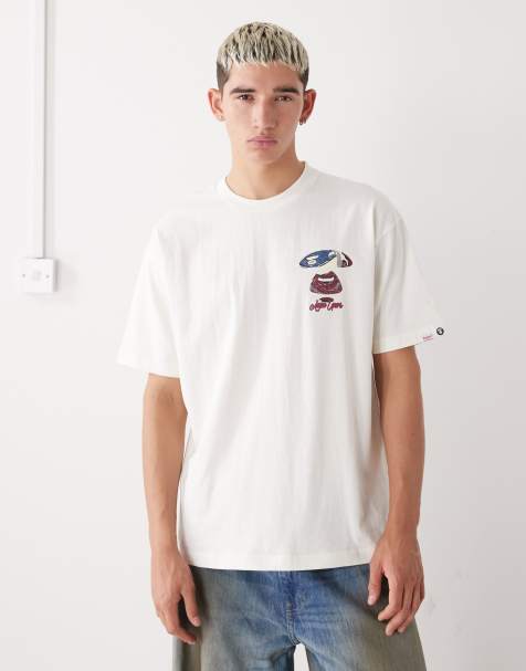 Aape by A Bathing Ape boxy oversized t-shirt in off white with chest and back logo print - view 1