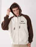 [AAPE BY A BATHING APE®] Aape by A Bathing Ape boxy pullover hoodie in beige and brown with hood badges-Multi Chest 32 MULTI