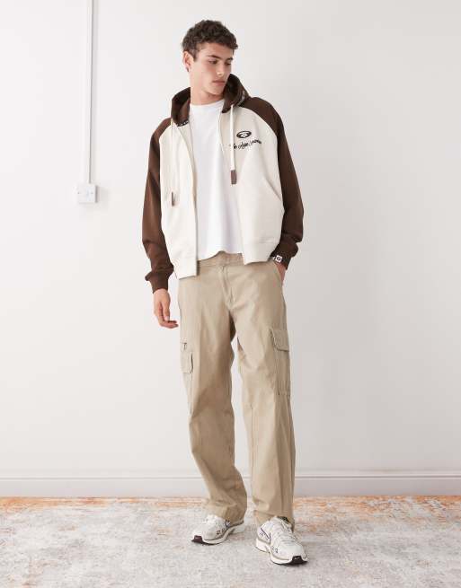 Aape by A Bathing Ape boxy pullover hoodie in beige and brown with