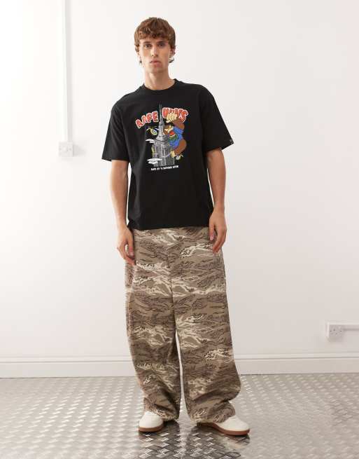 Aape by A Bathing Ape boxy t-shirt in black with building front print