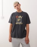 [AAPE BY A BATHING APE®] Aape by A Bathing Ape boxy t-shirt in black with front logo print Chest 36 BLACK