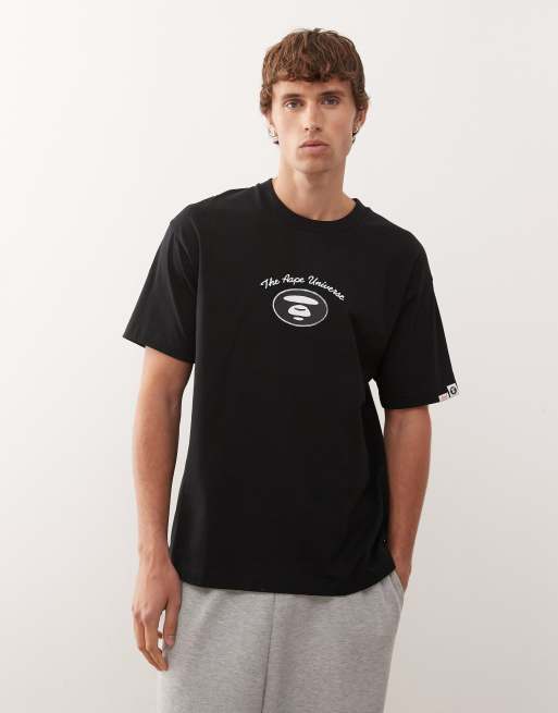 Aape by A Bathing Ape boxy t-shirt in black with large varsity back print