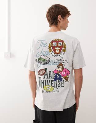 AAPE BY A BATHING APE® Aape by A Bathing Ape boxy t-shirt in grey with chest and back collegiate print