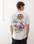 [AAPE BY A BATHING APE®] Aape by A Bathing Ape boxy t-shirt in grey with chest and back collegiate print Chest 38 GREY
