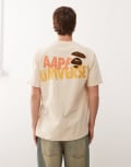 [AAPE BY A BATHING APE®] Aape by A Bathing Ape boxy t-shirt in light brown with chest and back print Chest 32 BROWN