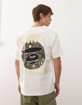 [AAPE BY A BATHING APE®] Aape by A Bathing Ape boxy t-shirt in off white with chest and back placement prints Chest 38 WHITE