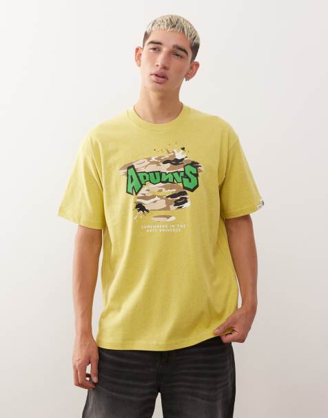 Aape by A Bathing Ape boxy t-shirt in yellow with chest and back logo print - view 1