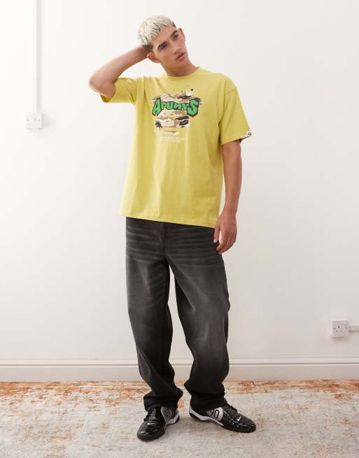 Aape by A Bathing Ape boxy t-shirt in yellow with chest and back logo print, 2 of 5