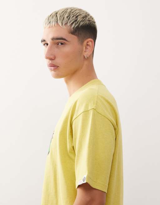 Aape by A Bathing Ape boxy t-shirt in yellow with chest and back logo print, 4 of 5