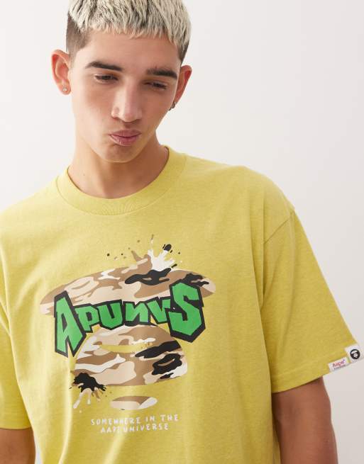 Aape by A Bathing Ape boxy t-shirt in yellow with chest and back logo print, 5 of 5
