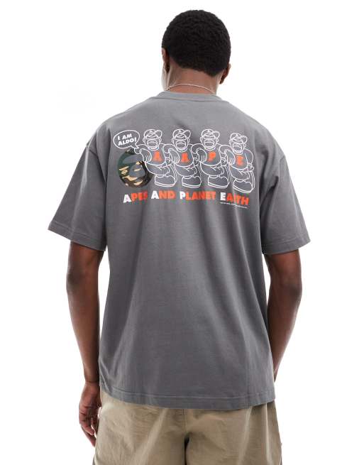 Aape By A Bathing Ape - Boxy T-shirt met korte mouwen en print op de achterkant in grijs