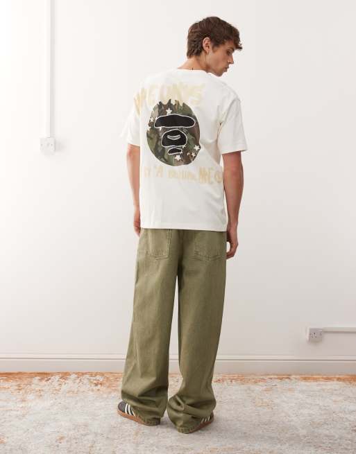 Aape By A Bathing Ape - Boxy T-shirt met prints op de borst en rug in gebroken wit, 3 van 5