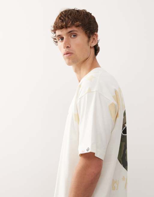 Aape By A Bathing Ape - Boxy T-shirt met prints op de borst en rug in gebroken wit, 4 van 5