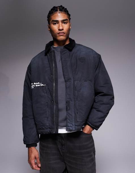 Aape by A Bathing Ape boxy workwear trucker jacket in overdyed black denim - view 1