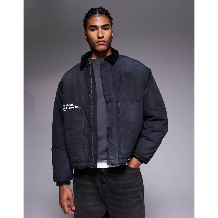 Aape by A Bathing Ape boxy workwear trucker jacket in overdyed