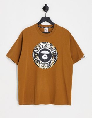 AAPE By A Bathing Ape brown camo logo t-shirt in brown
