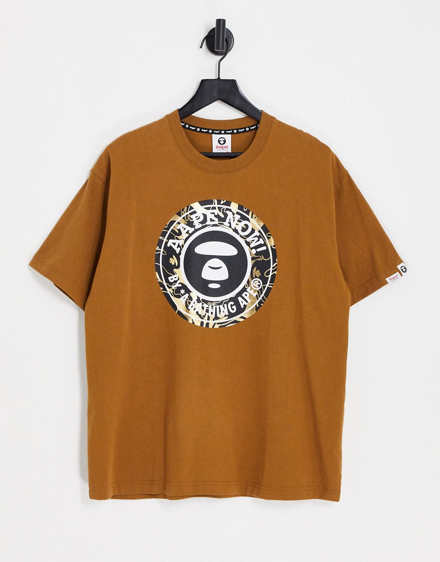 AAPE BY A BATHING APE® AAPE By A Bathing Ape brown camo logo t-shirt in brown