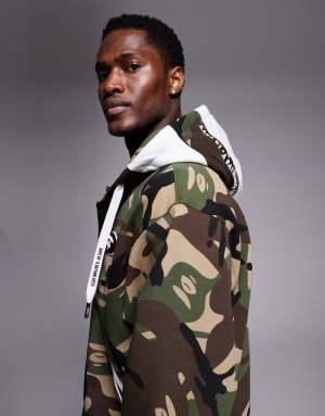 Aape by A Bathing Ape button up hoodie in all over camo print