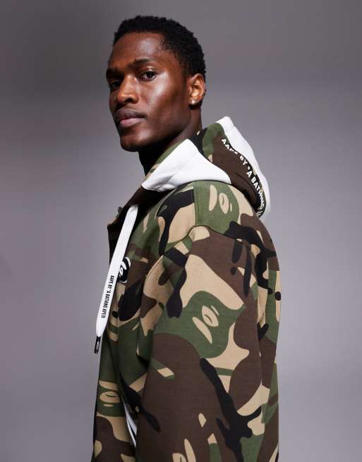 Aape by A Bathing Ape button up hoodie in all over camo print, 4 of 5