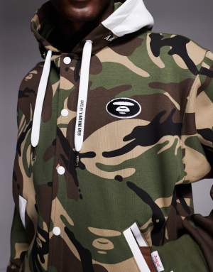 Aape by A Bathing Ape button up hoodie in all over camo print