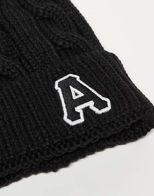 Aape by A Bathing Ape cable knitted beanie in black, 2 of 3