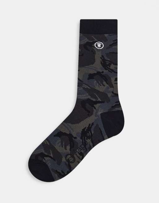 Aape by A Bathing Ape® - Calzini mimetici neri con stemma ricamato