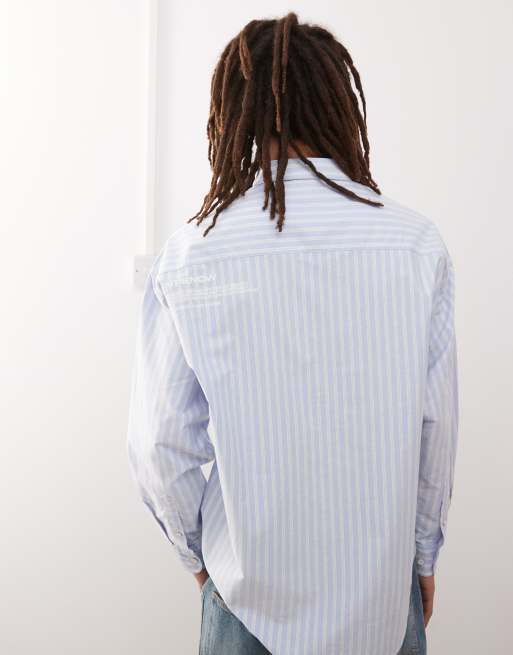 AAPE BY A BATHING APE - Camicia a maniche lunghe blu a righe , 4 di 4