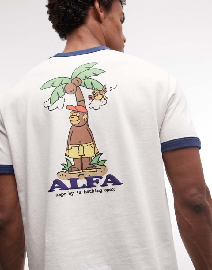 Aape By A Bathing Ape® camiseta alfa en blanco roto