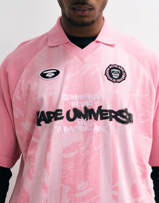 AAPE BY A BATHING APE - camiseta deportiva con logo en rosa claro, 3 de 5