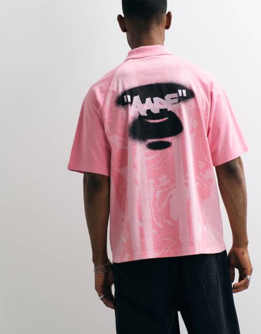 AAPE BY A BATHING APE - camiseta deportiva con logo en rosa claro, 5 de 5