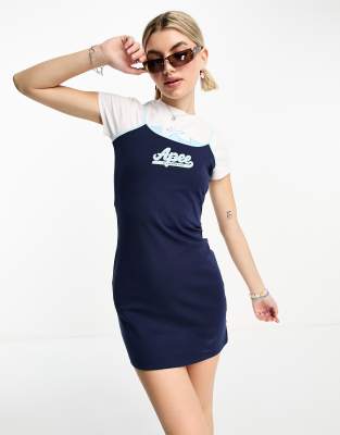 AAPE By A Bathing Ape - Camisole-Kleid in Marineblau mit Riemchenträgern und Logo