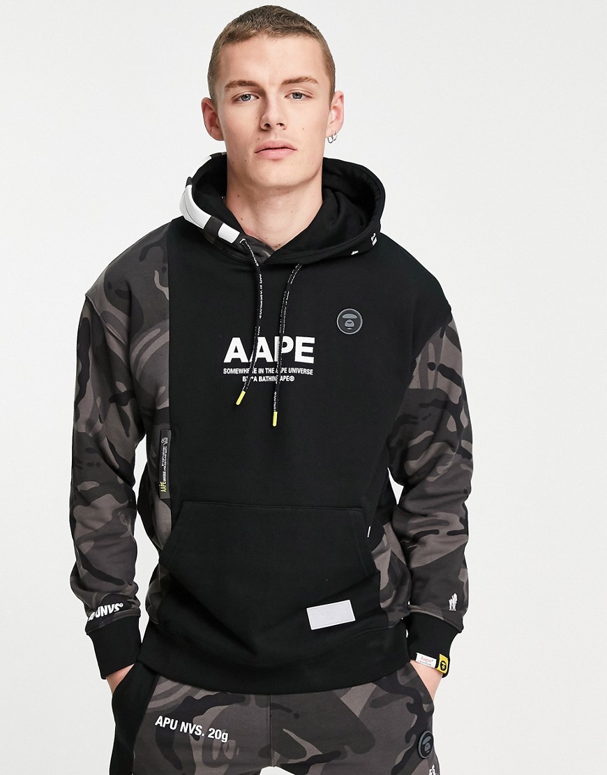 AAPE By A Bathing Ape camo block co-ord hoodie in black