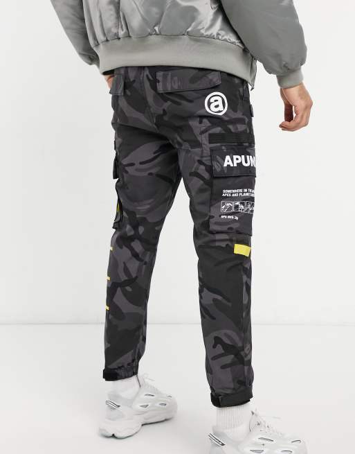 AAPE By A Bathing Ape camo cargo pants in black