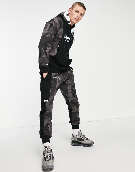 AAPE By A Bathing Ape camo block sweatsuit set in black ASOS