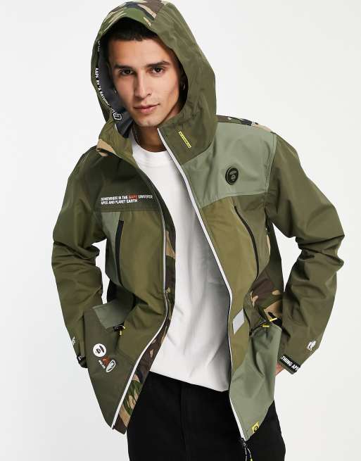 AAPE By A Bathing Ape camo detail windbreaker in khaki | ASOS