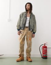 ICECREAM running dog triple scoop patch baggy jeans in light wash blue 