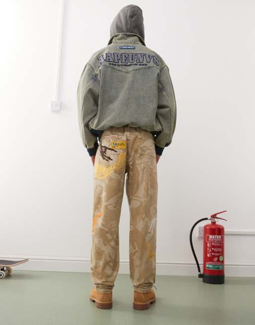 Aape By A Bathing Ape camo jeans in beige