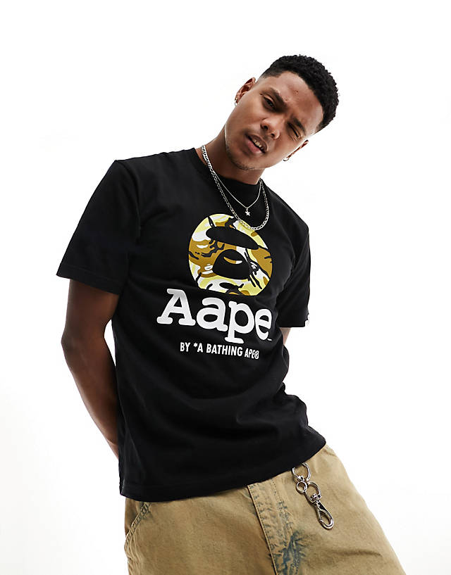 AAPE BY A BATHING APE® - Aape By A Bathing Ape camo moon face t-shirt in black
