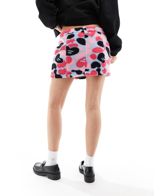 Aape by A Bathing Ape camo sherpa mini skirt in pink , 3 of 5