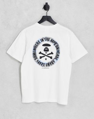 AAPE By A Bathing Ape camo skull and crossbone t-shirt in white