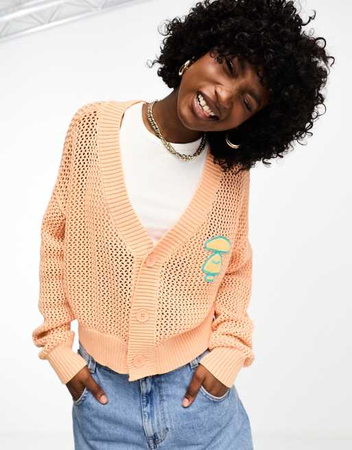 AAPE By A Bathing Ape - Cardigan taglio corto arancione in maglia