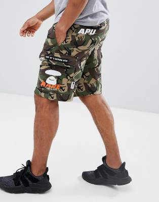 grey and camo bape shorts