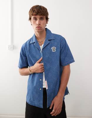 Aape By A Bathing Ape - Chemise en jean  manches courtes avec broderie au dos - dlav - Aape By A Bathing Ape - Modalova