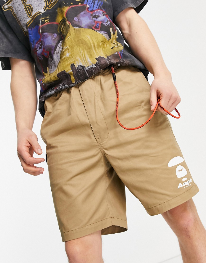 AAPE By A Bathing Ape chino shorts with key strap in tan-Brown