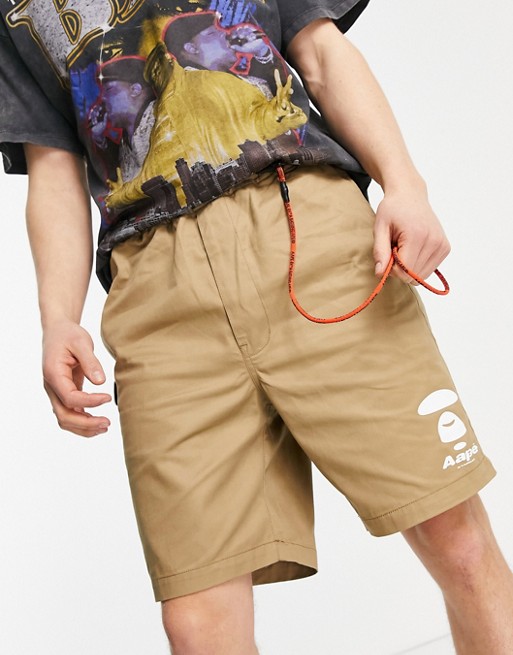 AAPE By A Bathing Ape chino shorts with key strap in tan